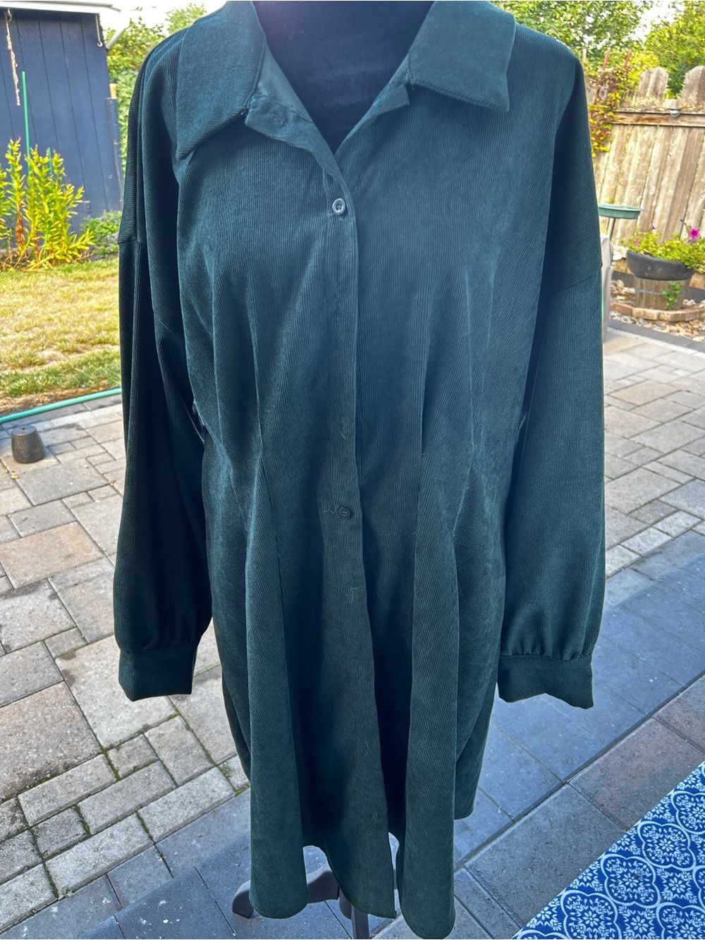 SHEIN Dark Green Women's Button-Down Tunic Shirt